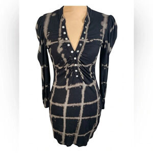 ✨ CHASER Ruched Button Up Tie Dye Ribbed Dress Size XS